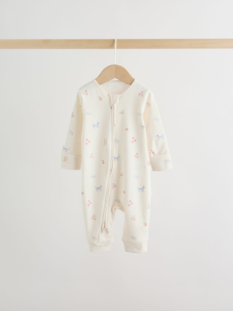 Multi Pastel Character 3 Pack Two Way Zip Baby Sleepsuit (0mths-3yrs)