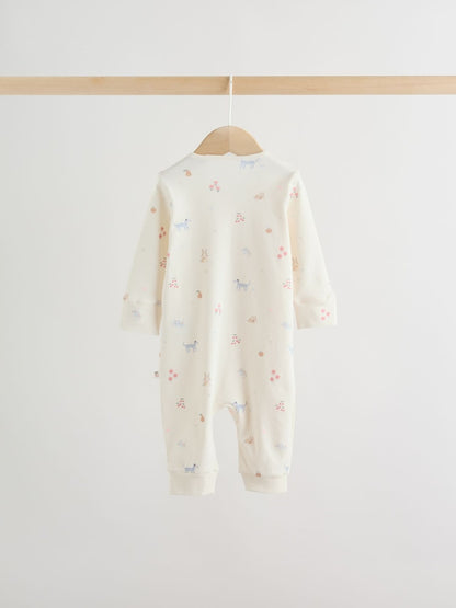 Multi Pastel Character 3 Pack Two Way Zip Baby Sleepsuit (0mths-3yrs)