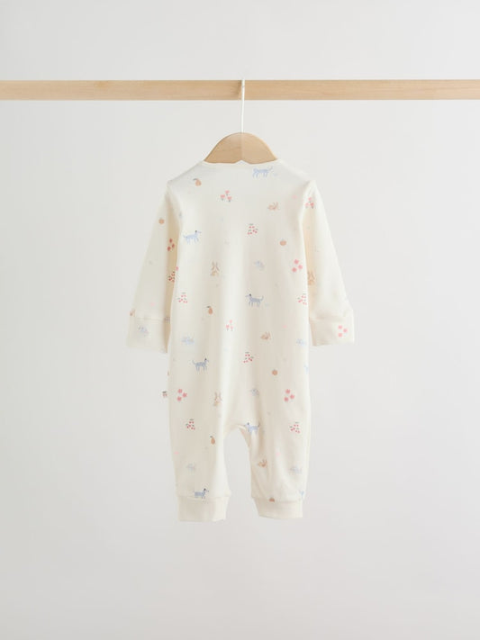 Multi Pastel Character 3 Pack Two Way Zip Baby Sleepsuit (0mths-3yrs)