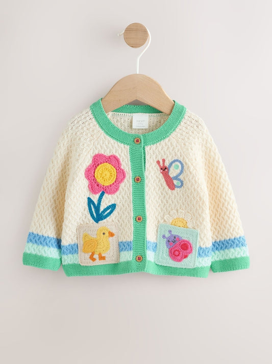 Multi Pastel Crochet Animal Knitted Baby Cardigan (0mths-2yrs)