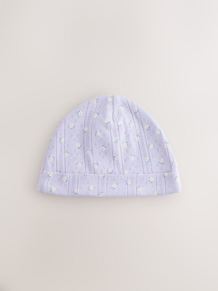 Multi Pointelle Baby Beanies 3 Pack (0-18mths)