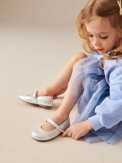 Silver Standard Fit (F) Mary Jane Touch Fastening Occasion Shoes image 4