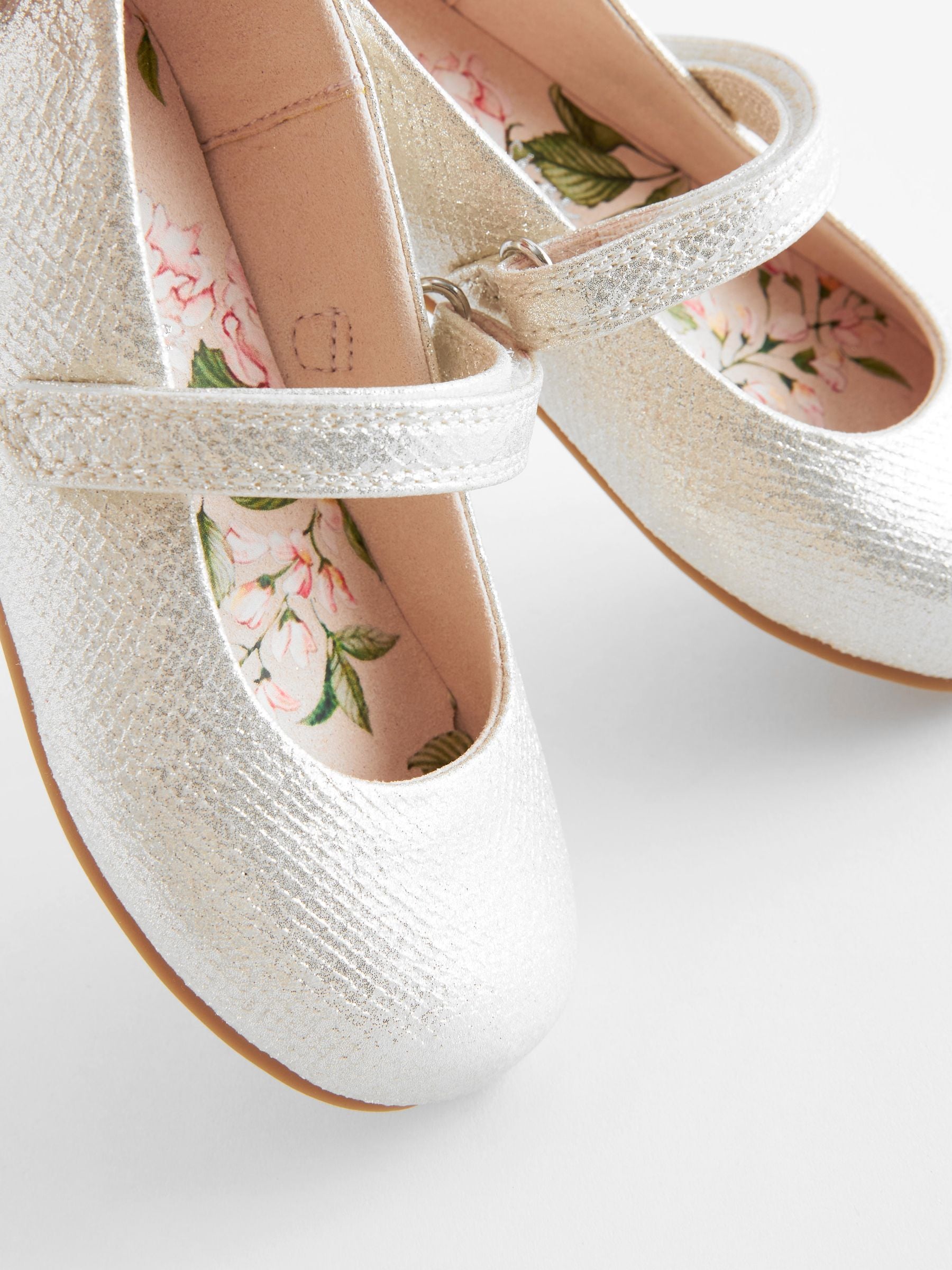 Silver Standard Fit (F) Mary Jane Touch Fastening Occasion Shoes image 9