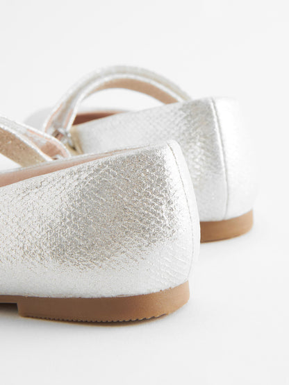 Silver Standard Fit (F) Mary Jane Touch Fastening Occasion Shoes image 10