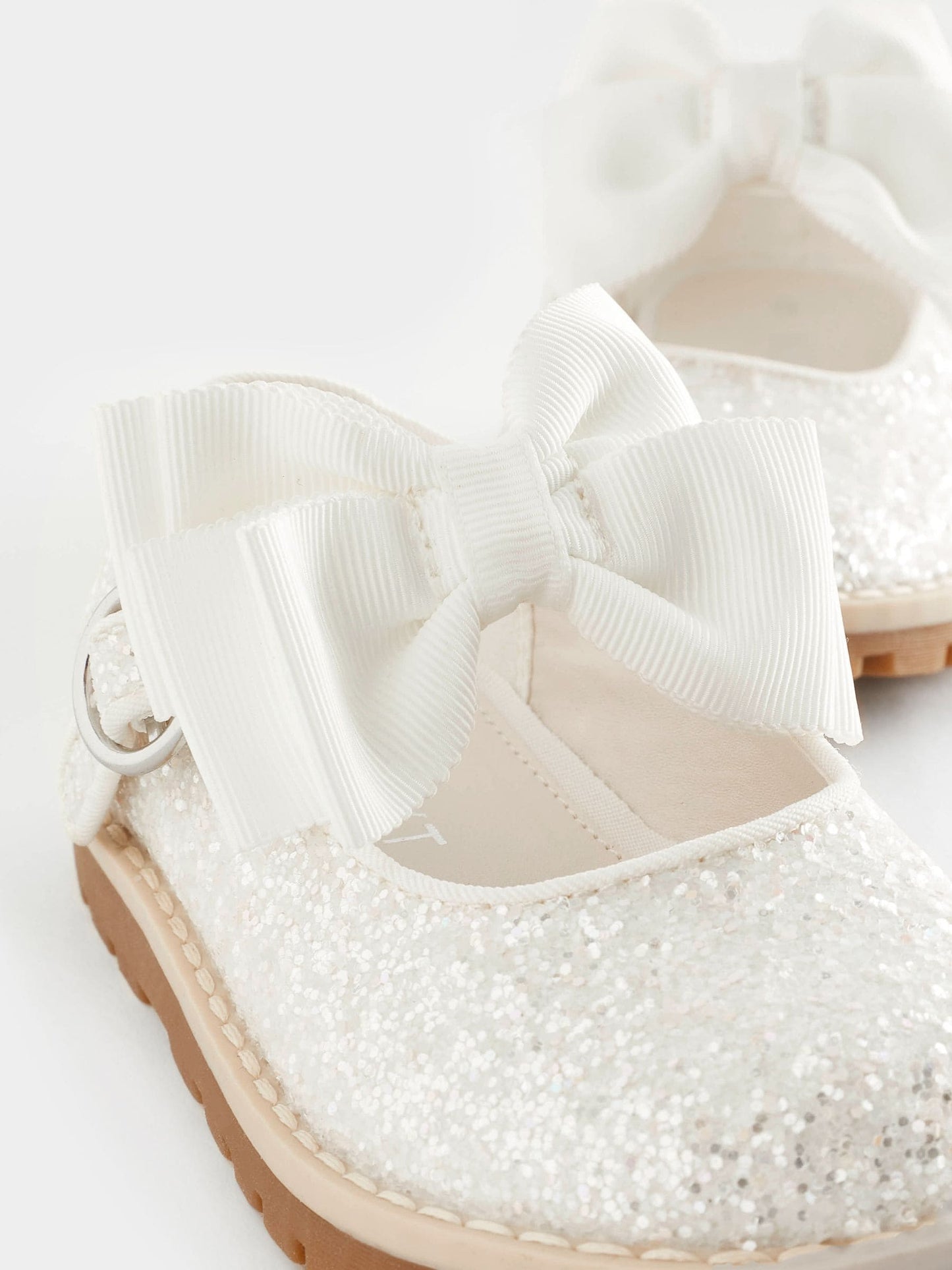 White Glitter Bow Standard Fit (F) Chunky Bow Mary Jane Shoes image 5
