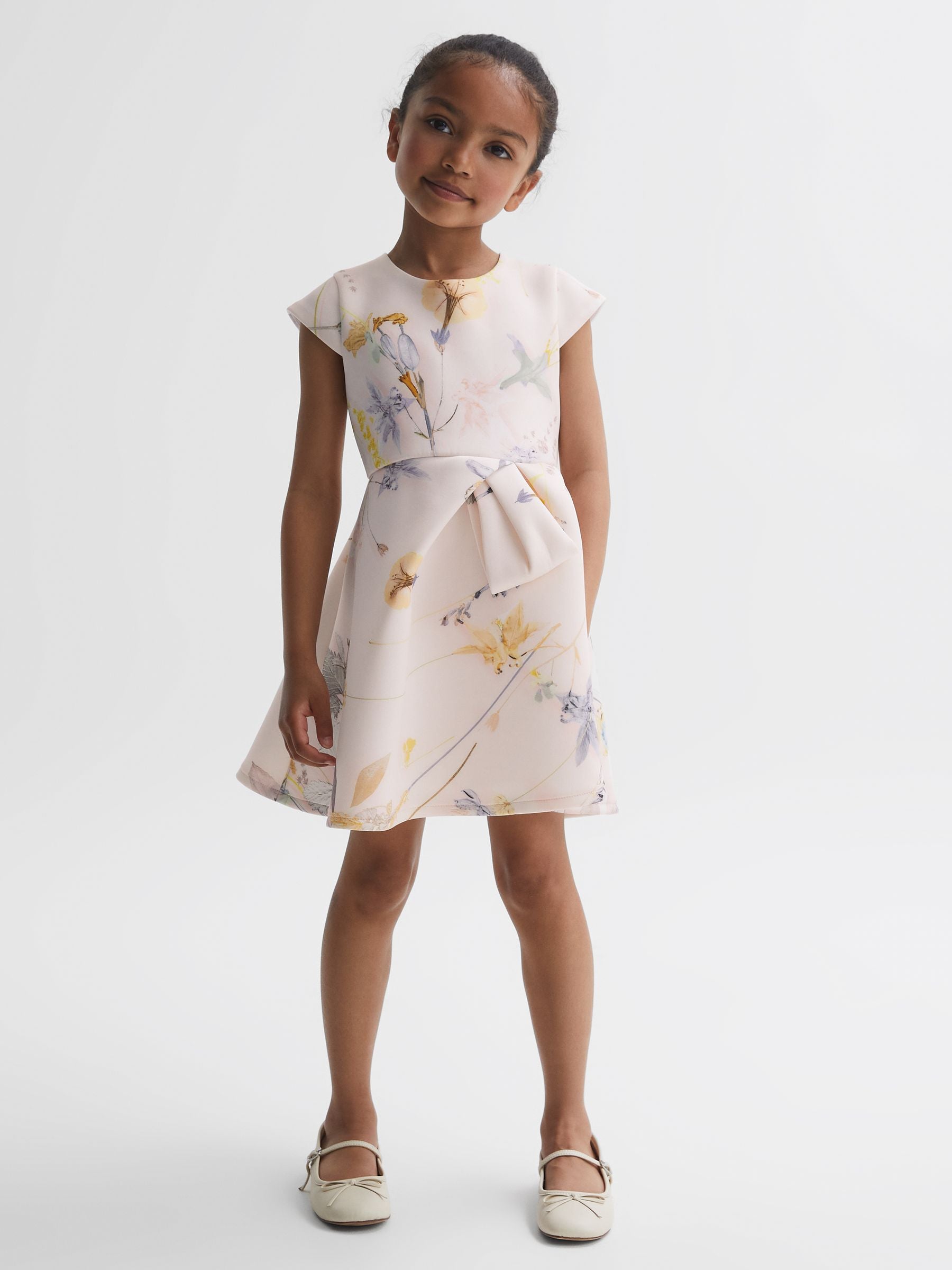 Dsiney Kidz - Reiss Pink Eda Scuba Floral Printed Dress image 3