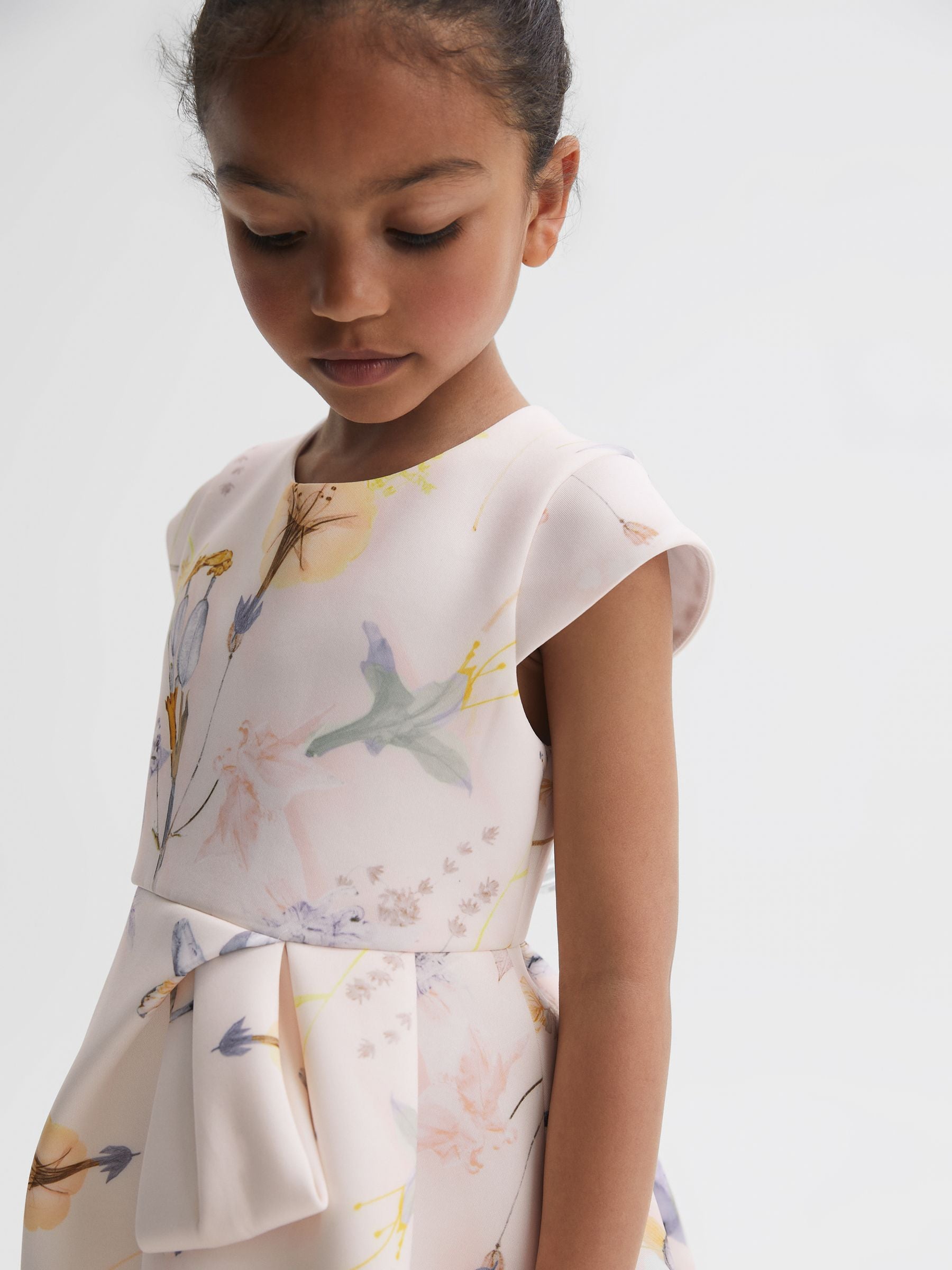 Dsiney Kidz - Reiss Pink Eda Scuba Floral Printed Dress image 4