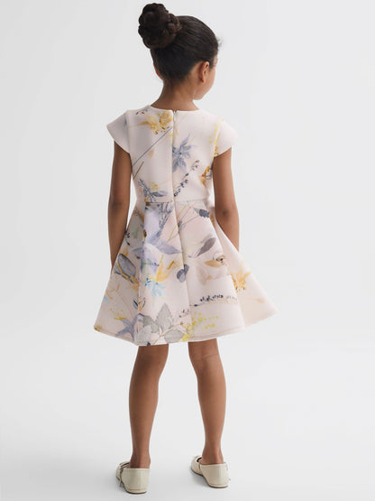 Dsiney Kidz - Reiss Pink Eda Scuba Floral Printed Dress image 5