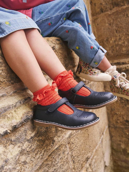 Boden Black Leather T-Bar School Shoes image 1