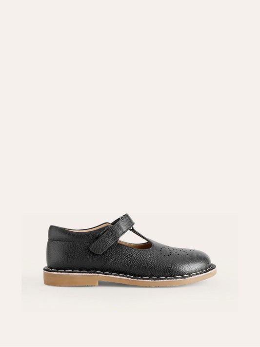 Boden Black Leather T-Bar School Shoes image 2