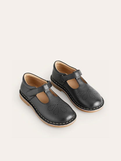 Boden Black Leather T-Bar School Shoes image 3
