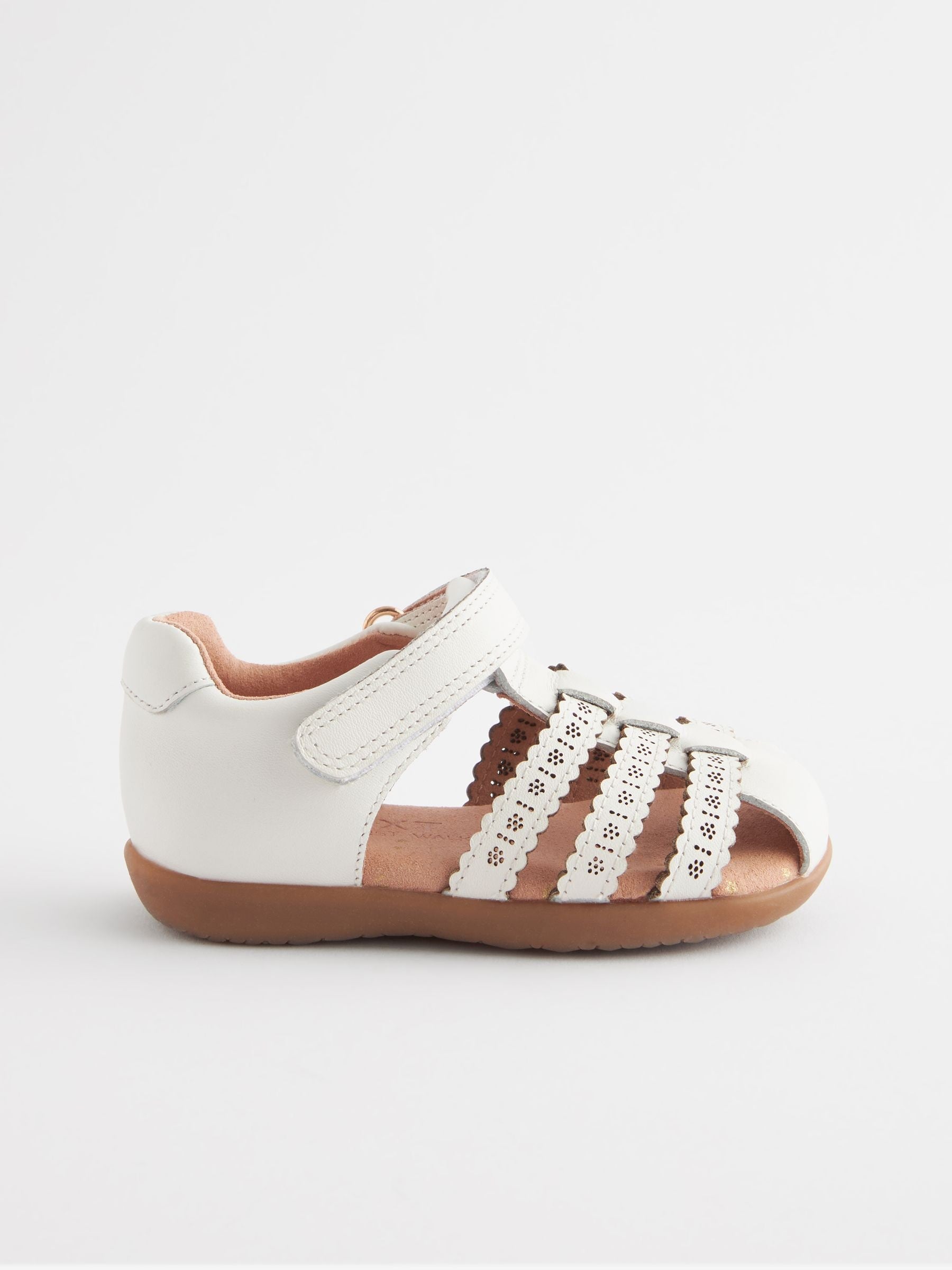 White Wide Fit (G) First Walker Fisherman Shoes image 2