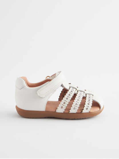 White Wide Fit (G) First Walker Fisherman Shoes image 2
