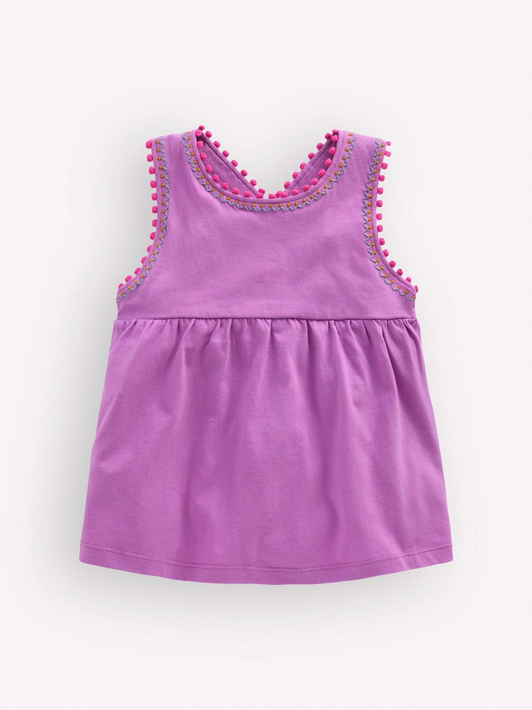 Dsiney Kidz - Boden Purple Cross-back Pom Trim Top image 1