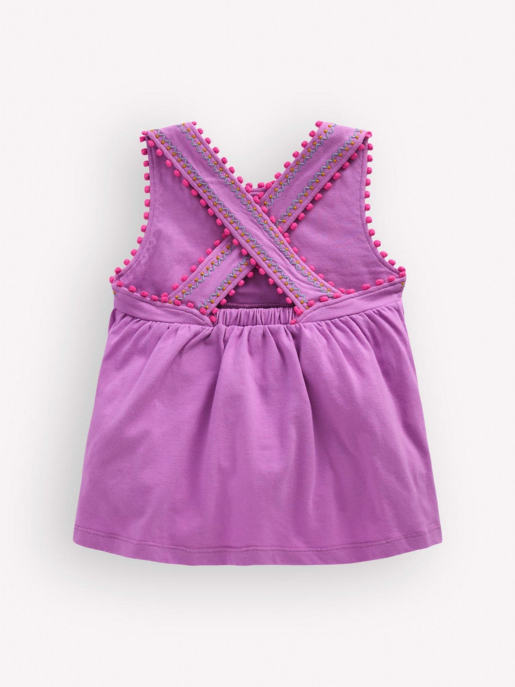 Dsiney Kidz - Boden Purple Cross-back Pom Trim Top image 2