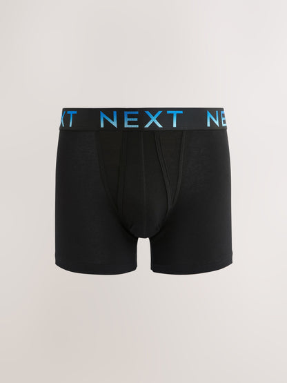 Dsiney Kidz - Black Bright Ombre Text Waistbands A-Front Cotton Rich Boxers 10 Pack image 3