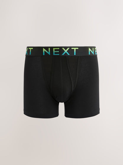 Dsiney Kidz - Black Bright Ombre Text Waistbands A-Front Cotton Rich Boxers 10 Pack image 4
