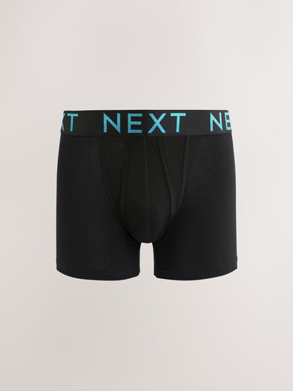 Dsiney Kidz - Black Bright Ombre Text Waistbands A-Front Cotton Rich Boxers 10 Pack image 6
