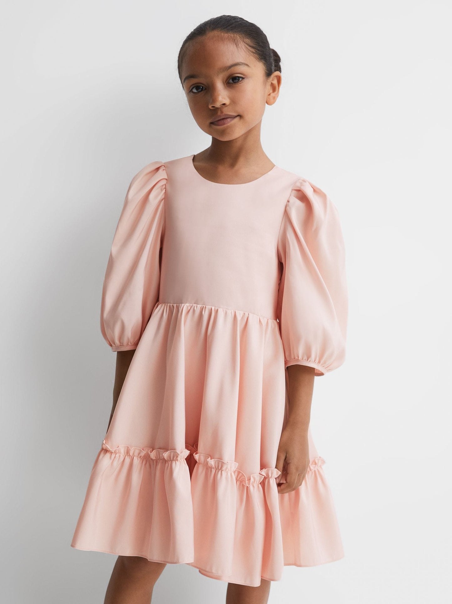 Dsiney Kidz - Reiss Pink Toby 4-9 yrs Puff Sleeve Ruffle Mini Dress image 1