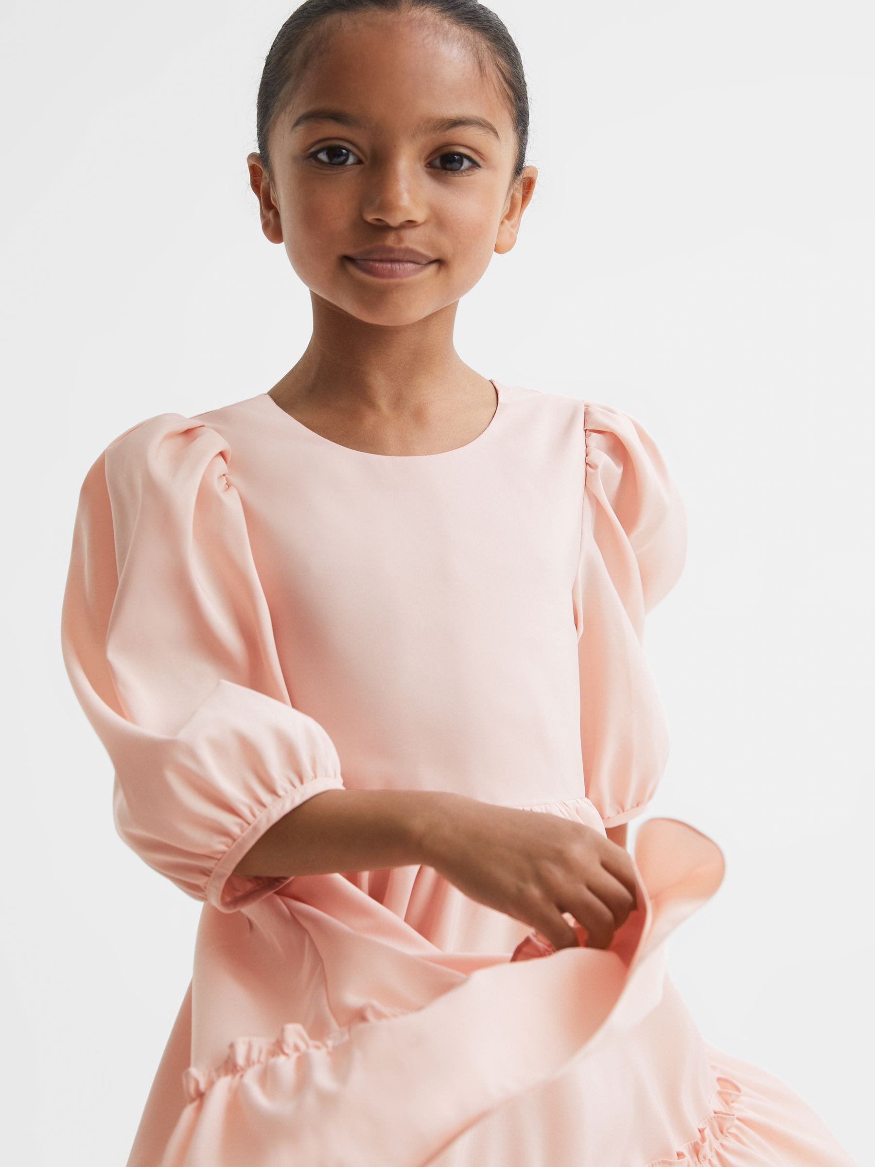 Dsiney Kidz - Reiss Pink Toby 4-9 yrs Puff Sleeve Ruffle Mini Dress image 4