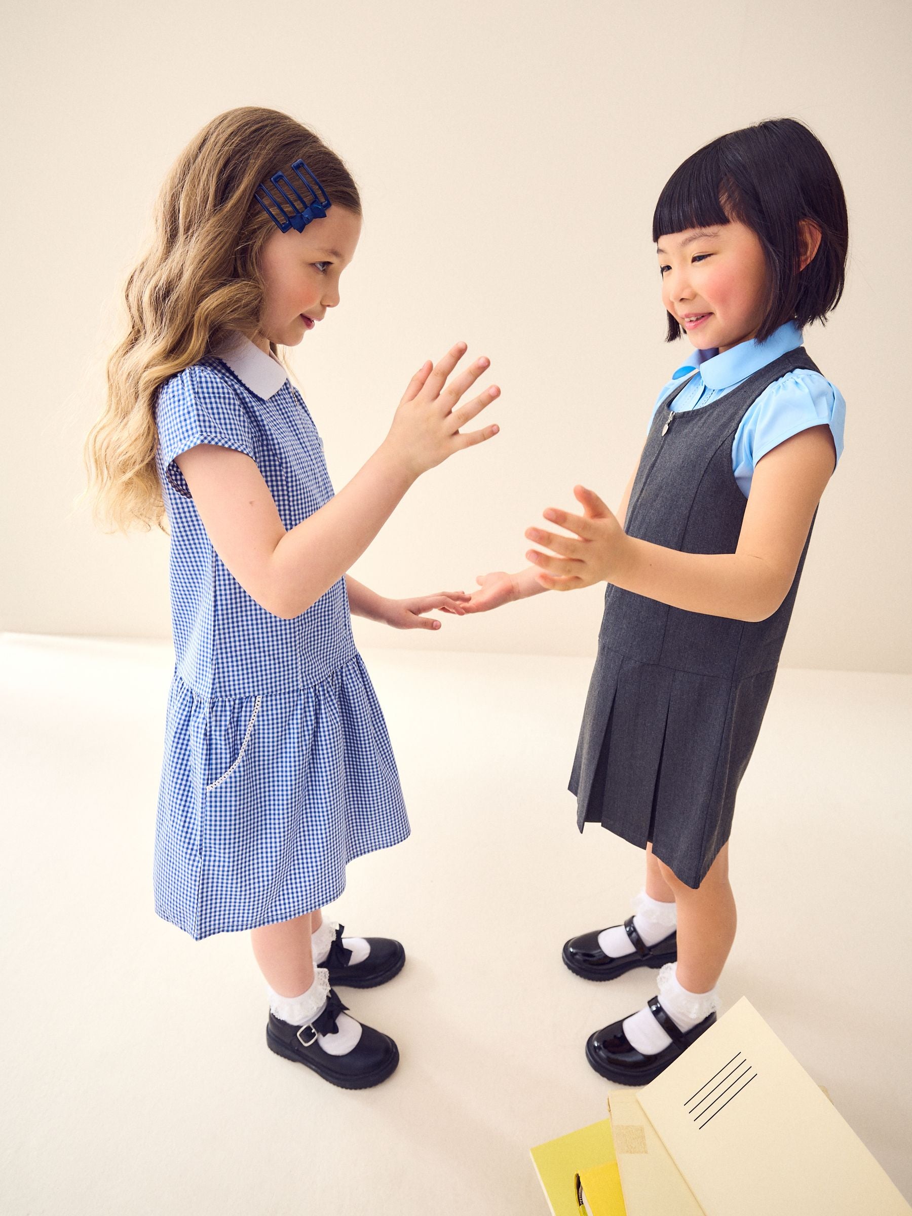 Mid Blue Zip Front Cotton Rich Gingham School Dress (3-14yrs) image 4
