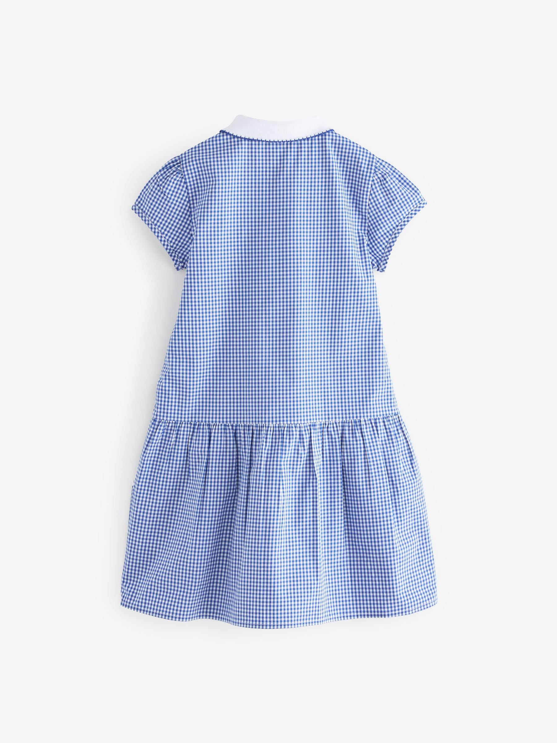 Mid Blue Zip Front Cotton Rich Gingham School Dress (3-14yrs) image 9