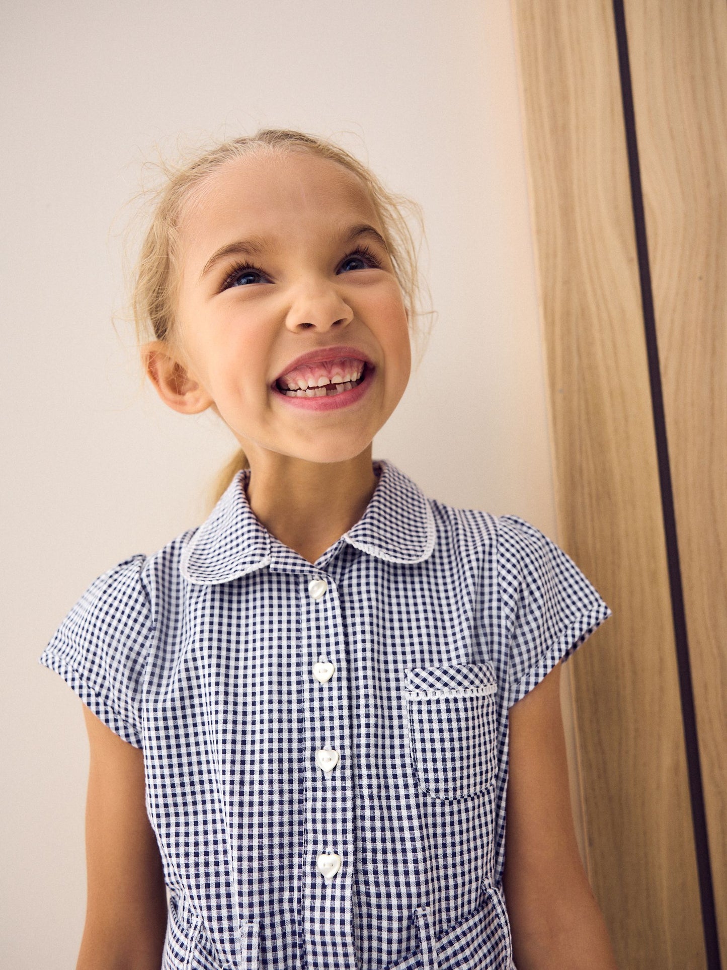 Navy Blue Gingham Cotton Rich Belted School Dress with Scrunchie (3-14yrs) image 3