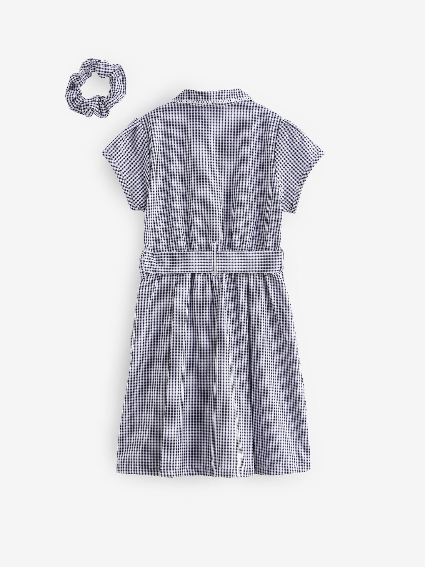 Navy Blue Gingham Cotton Rich Belted School Dress with Scrunchie (3-14yrs) image 7
