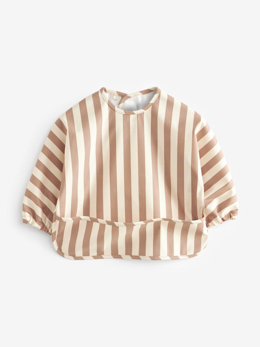 Neutral Stripe Weaning And Feeding Sleeved Bib image 1
