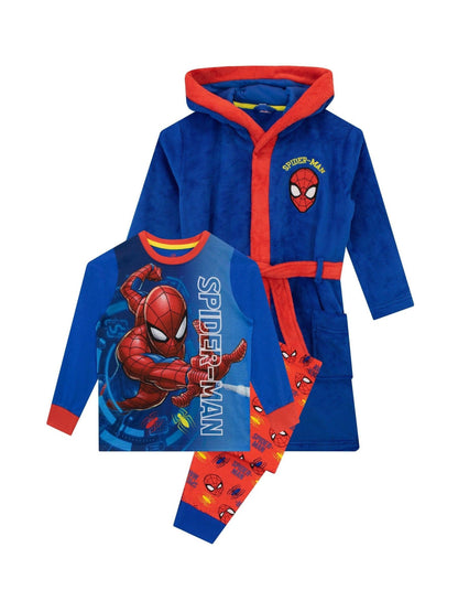Dsiney Kidz - Character Blue 100% Cotton Spiderman Dressing Gown and Pyjamas Set image 1