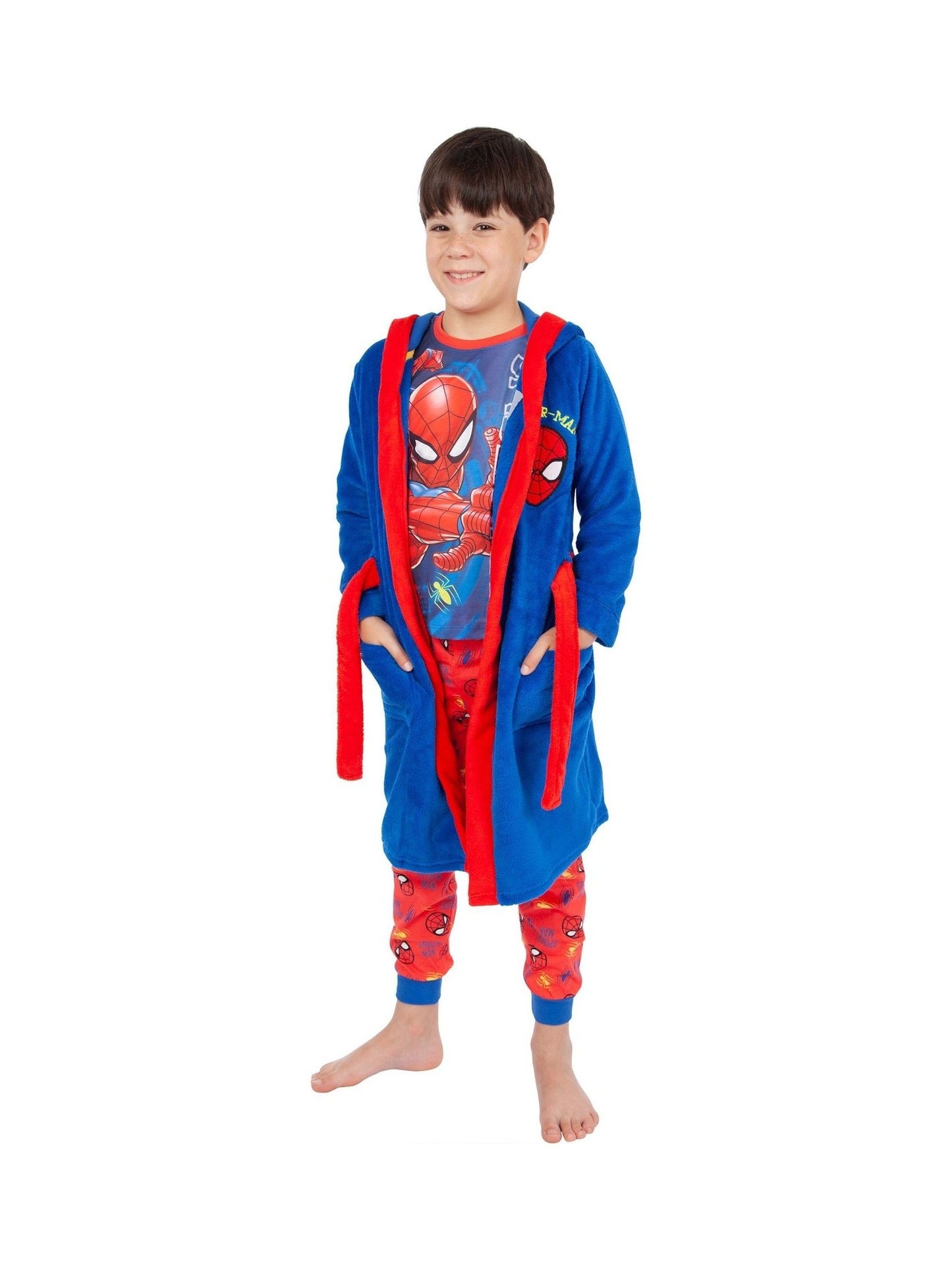 Dsiney Kidz - Character Blue 100% Cotton Spiderman Dressing Gown and Pyjamas Set image 5