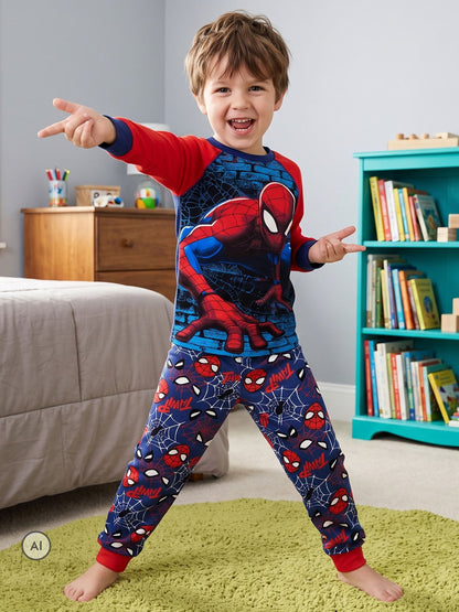 Dsiney Kidz - Character Blue Spiderman Marvel Printed Long Sleeve Pyjamas image 6