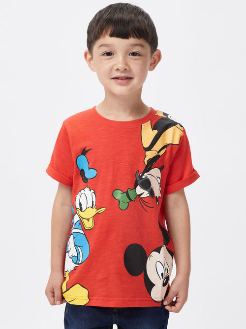 Character Red 100% Cotton Mickey Mouse Donald & Goofy T-Shirt image 1