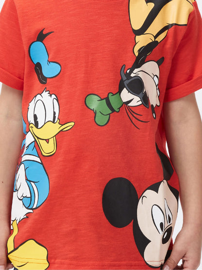 Character Red 100% Cotton Mickey Mouse Donald & Goofy T-Shirt image 3