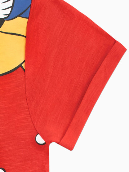 Character Red 100% Cotton Mickey Mouse Donald & Goofy T-Shirt image 8