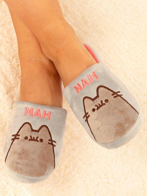 Vanilla Underground Grey Pusheen Cat Adult Winter Slippers image 1