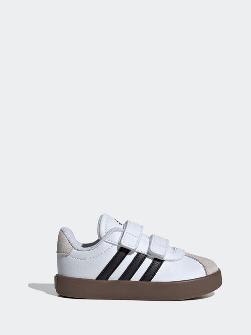 adidas White/Black VL Court 3.0 Hook and Loop Infant Trainers image 1