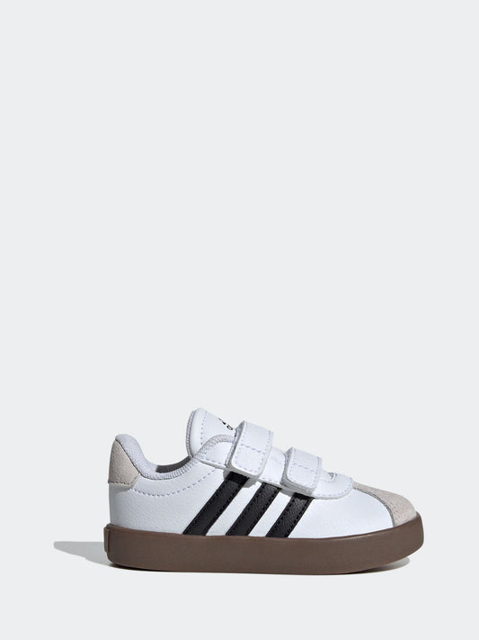 adidas White/Black VL Court 3.0 Hook and Loop Infant Trainers image 1