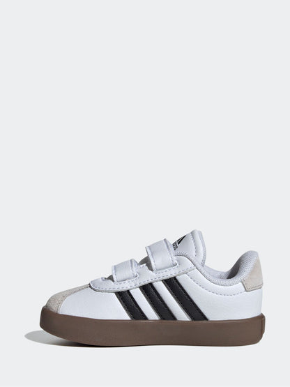 adidas White/Black VL Court 3.0 Hook and Loop Infant Trainers image 2