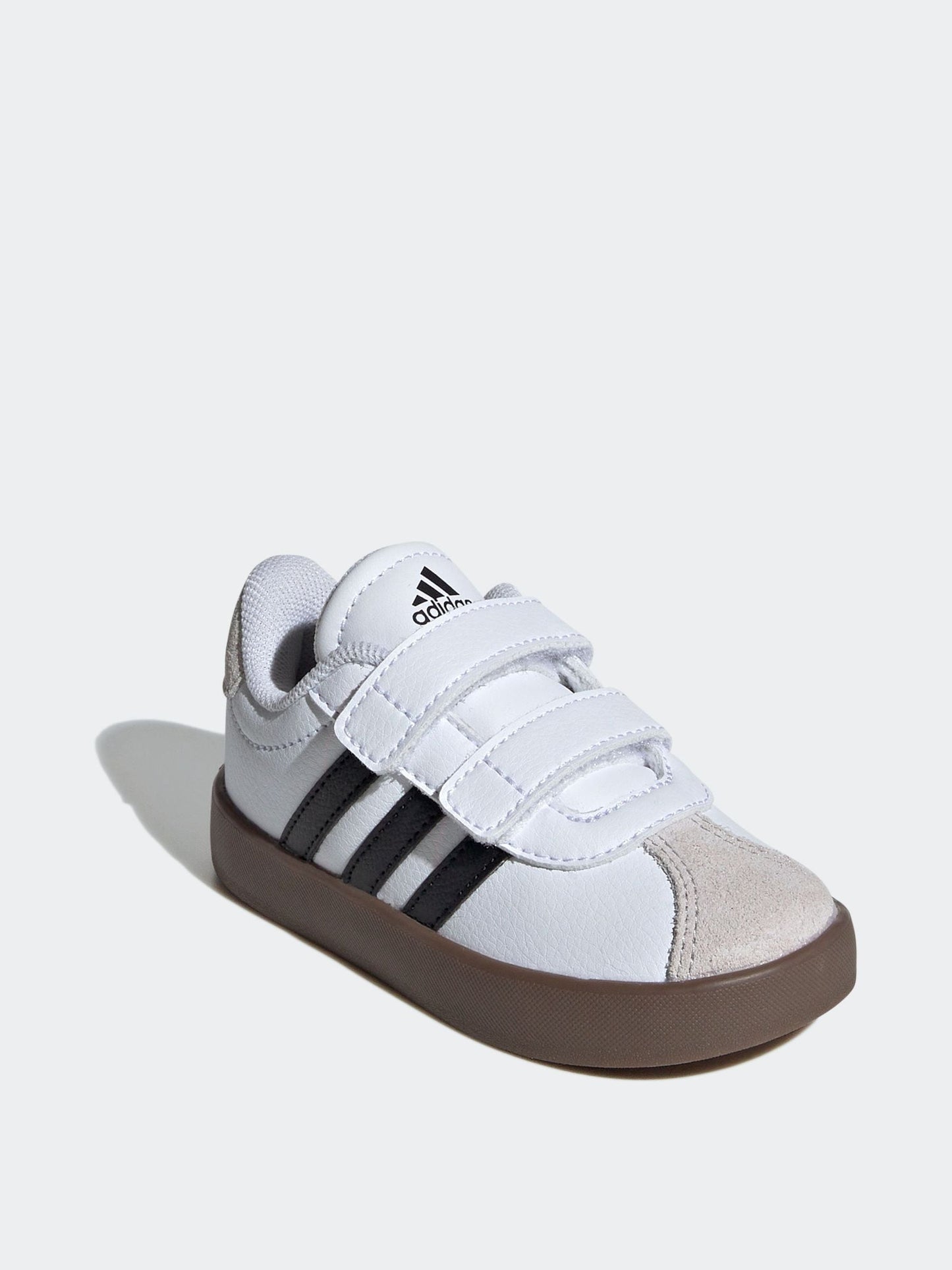 adidas White/Black VL Court 3.0 Hook and Loop Infant Trainers image 3