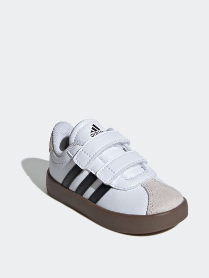 adidas White/Black VL Court 3.0 Hook and Loop Infant Trainers image 3