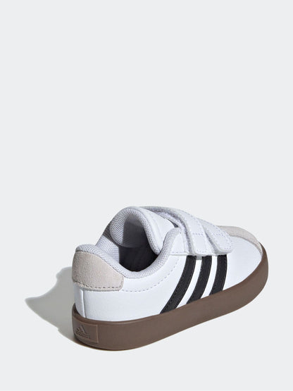 adidas White/Black VL Court 3.0 Hook and Loop Infant Trainers image 4