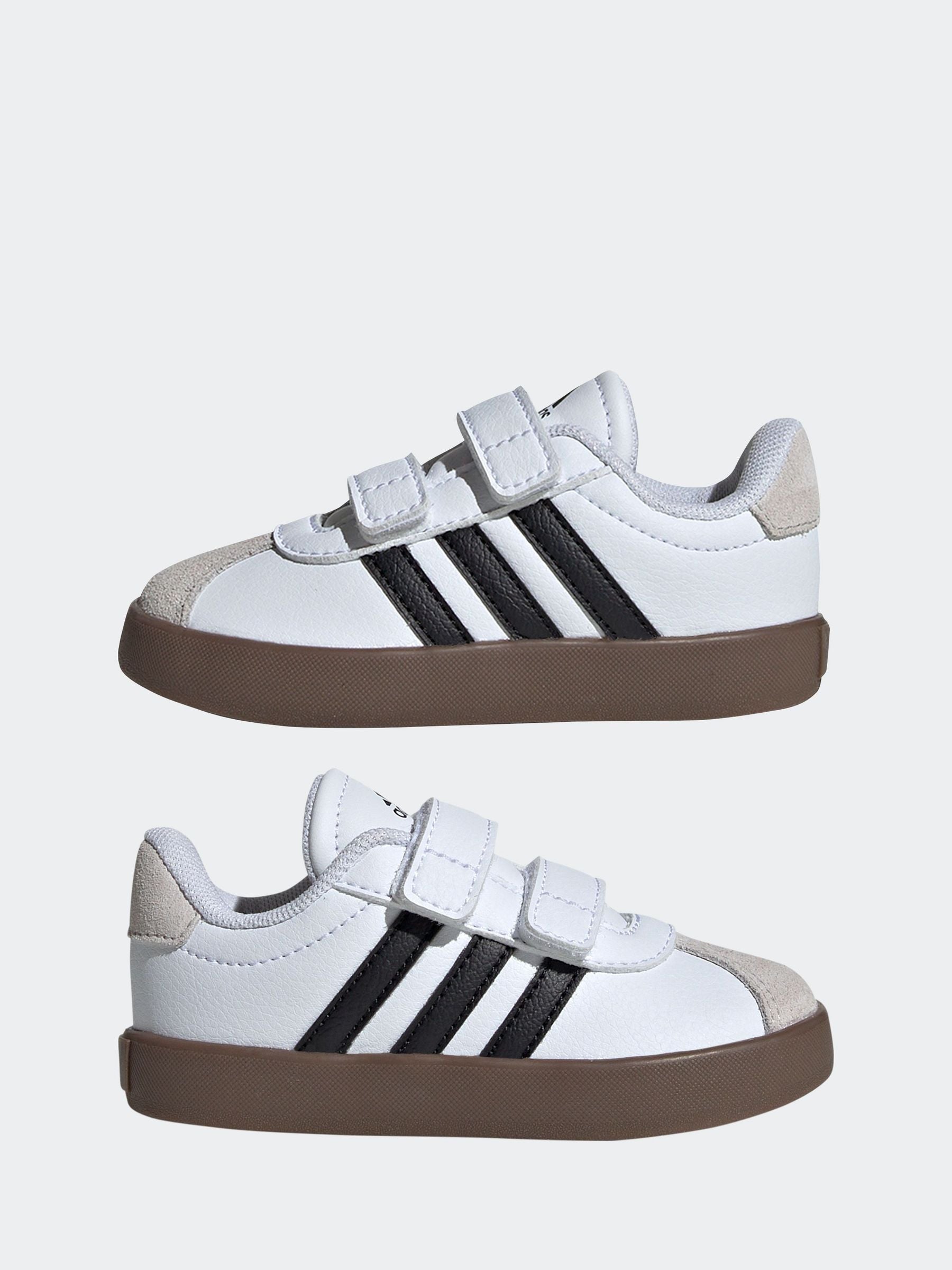 adidas White/Black VL Court 3.0 Hook and Loop Infant Trainers image 5