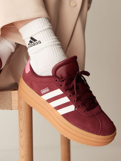 adidas Burgundy Red VL Court Bold Lace Junior Trainers image 1