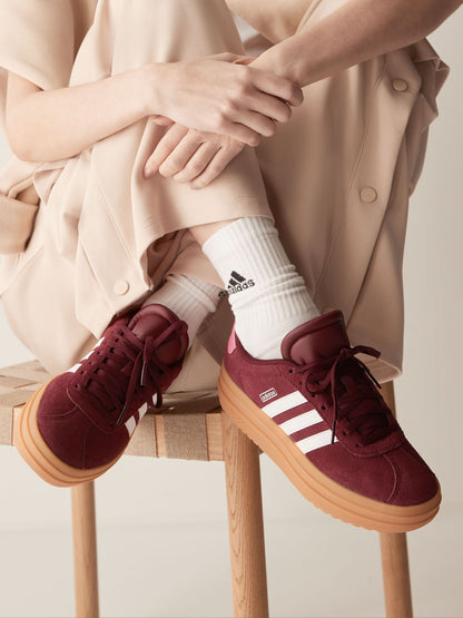 adidas Burgundy Red VL Court Bold Lace Junior Trainers image 2