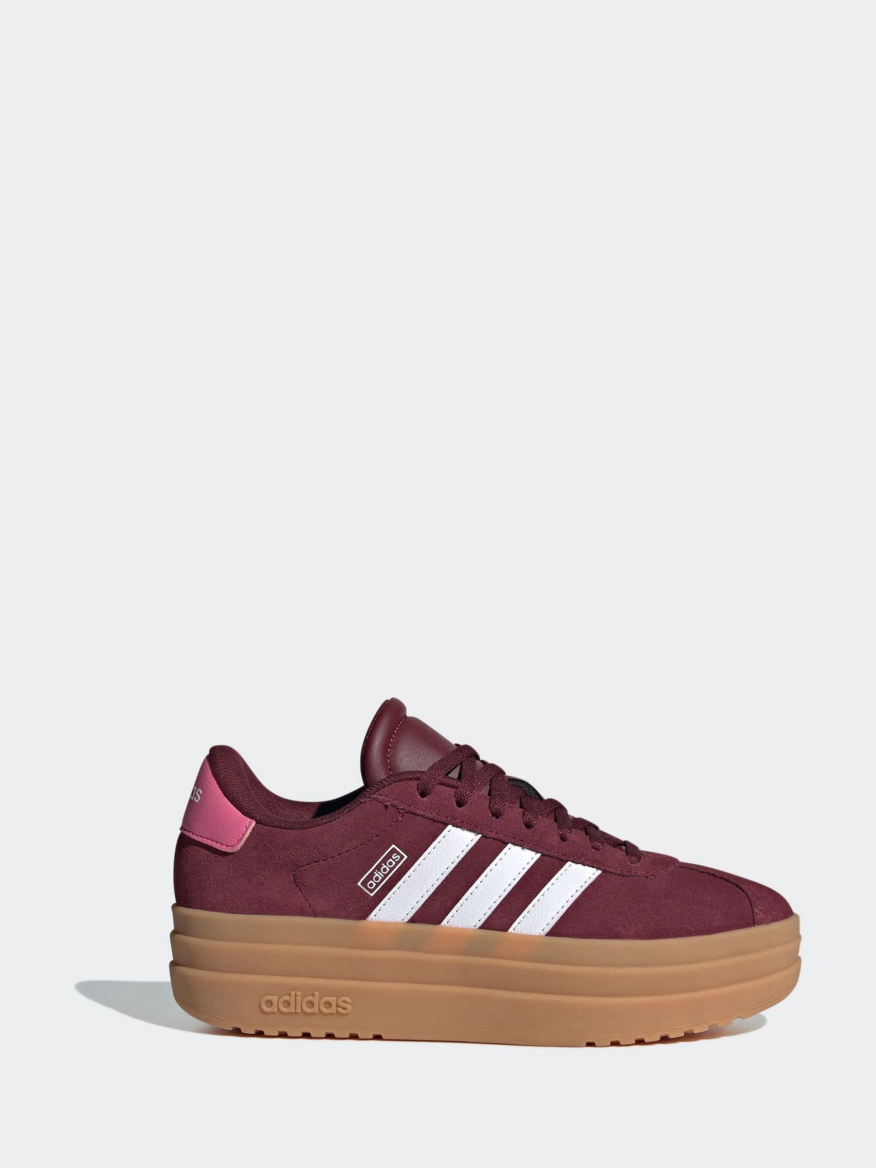 adidas Burgundy Red VL Court Bold Lace Junior Trainers image 3