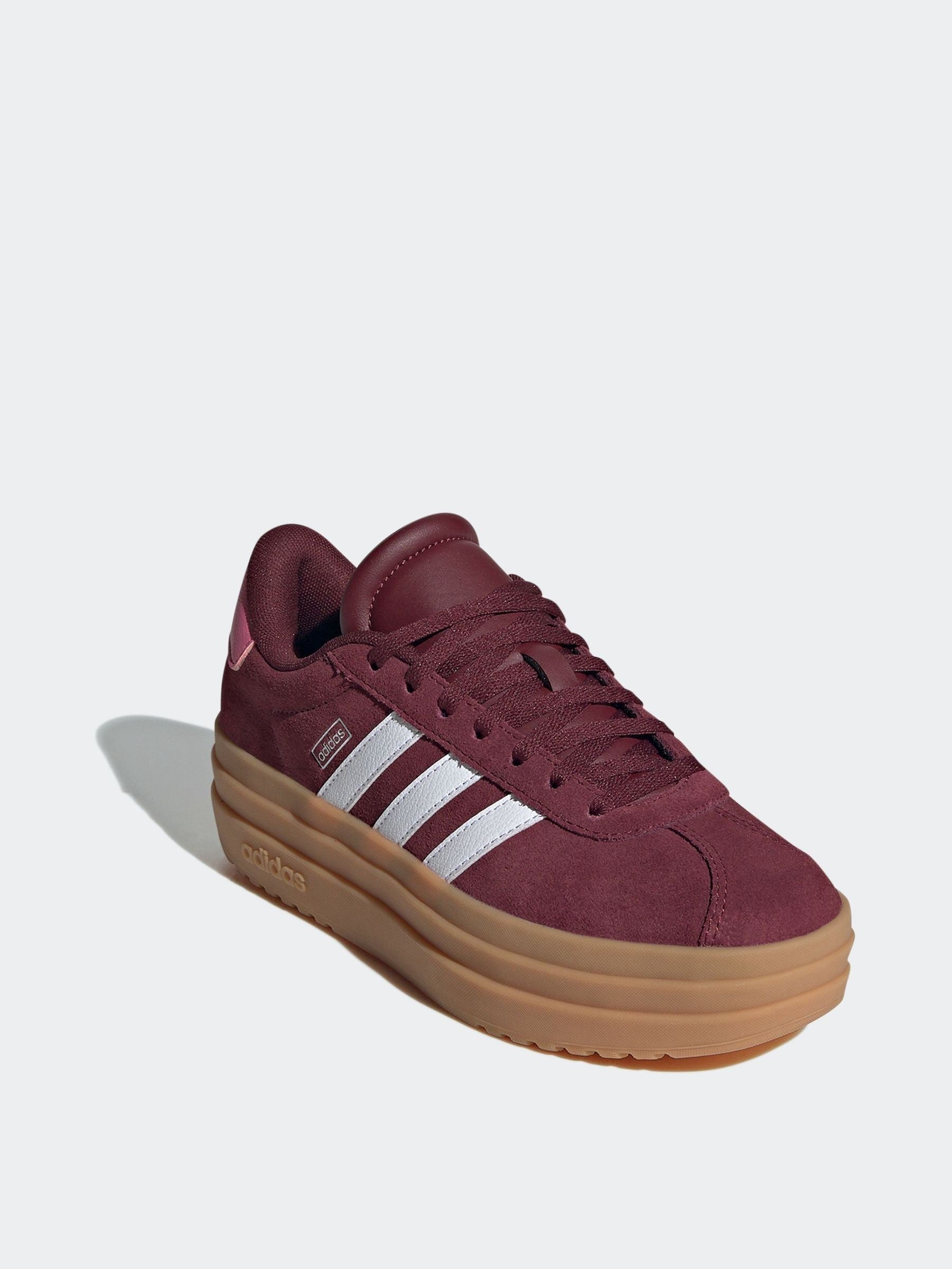 adidas Burgundy Red VL Court Bold Lace Junior Trainers image 6