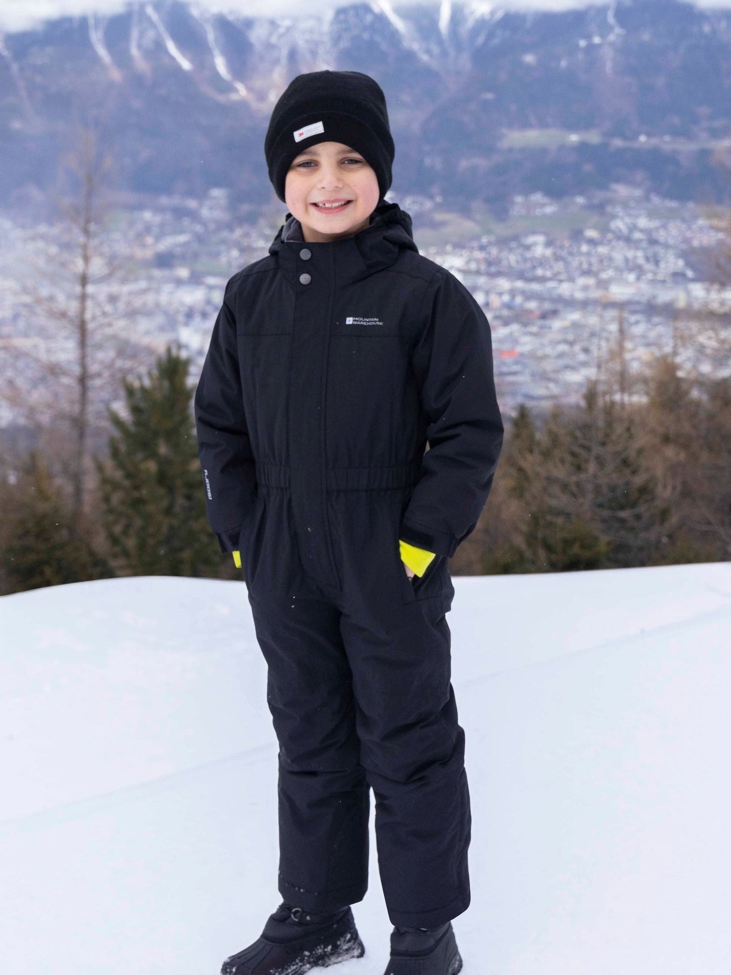 Dsiney Kidz - Mountain Warehouse Black Cloud Kids All In One Waterproof Fleece Lined Snowsuit image 1