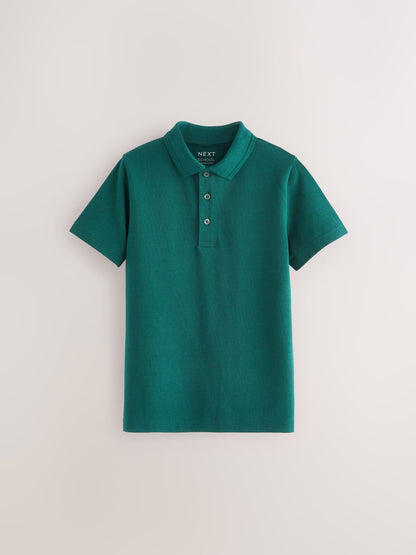 Dsiney Kidz - Dark Green Regular Fit Cotton School Short Sleeve Polo Shirts 2 Pack (3-16yrs) image 2