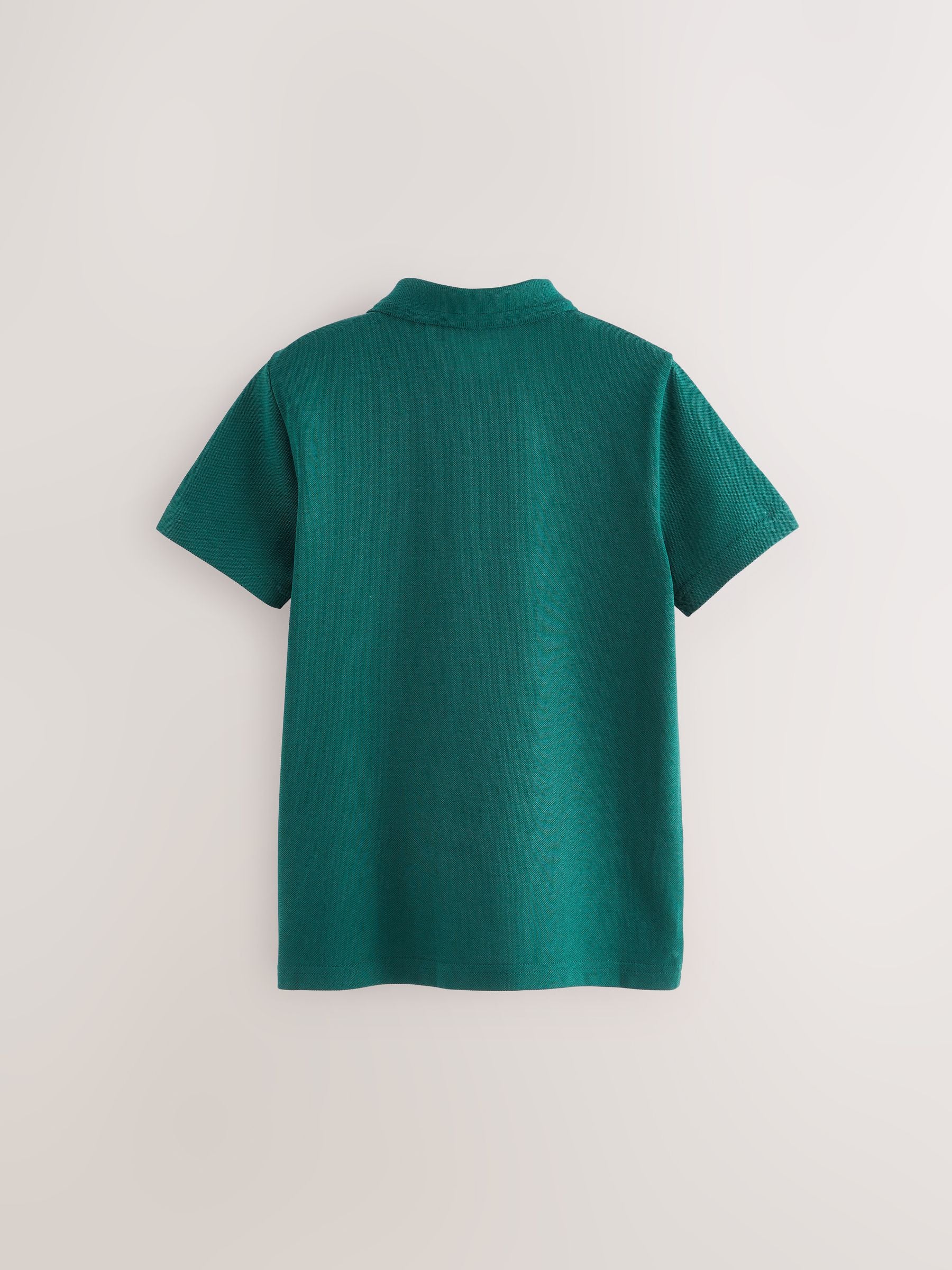 Dsiney Kidz - Dark Green Regular Fit Cotton School Short Sleeve Polo Shirts 2 Pack (3-16yrs) image 3